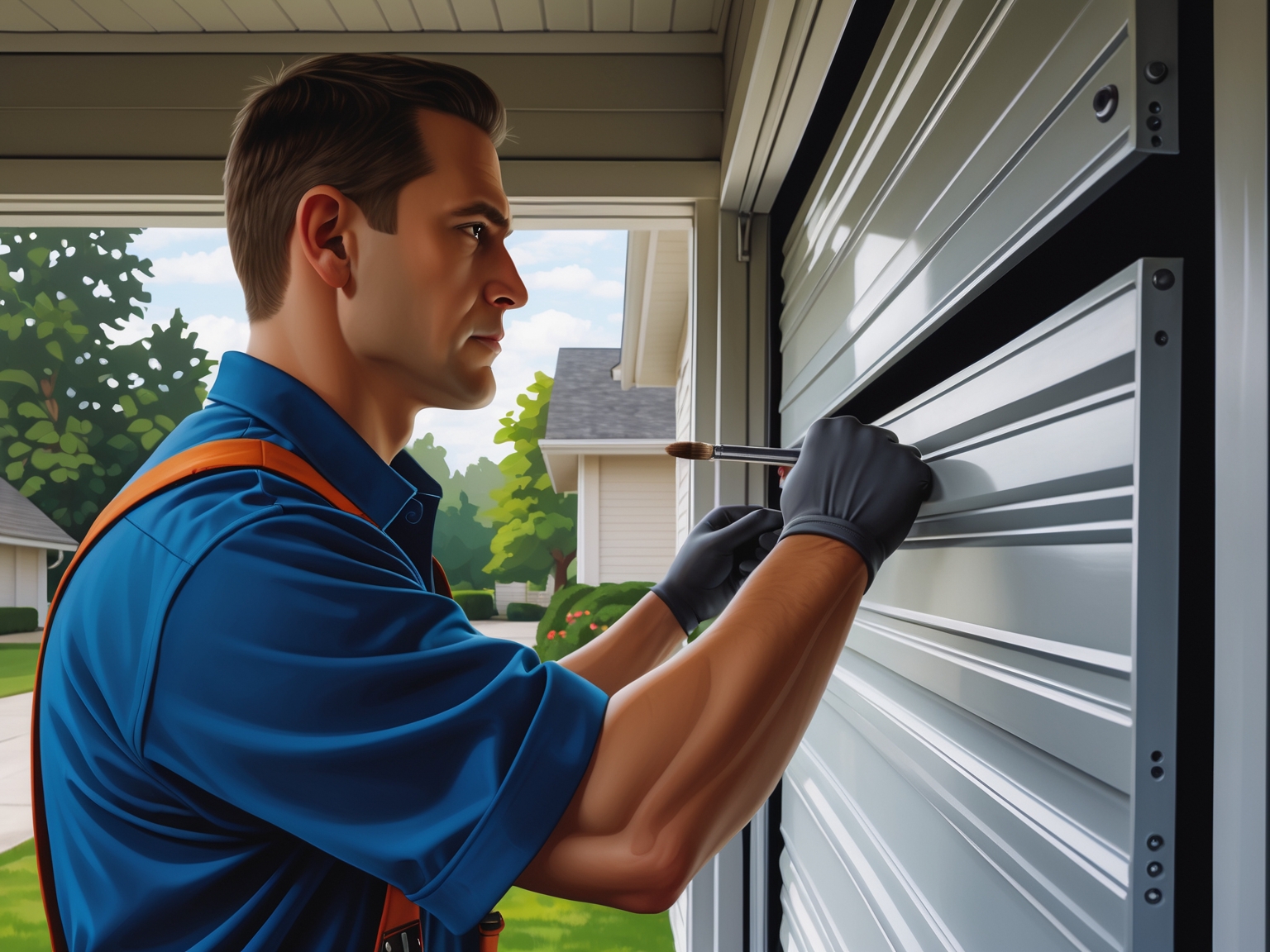 Expert Garage Door Panel Replacement in progress, showing precise alignment by a professional technician in Cedar Park.