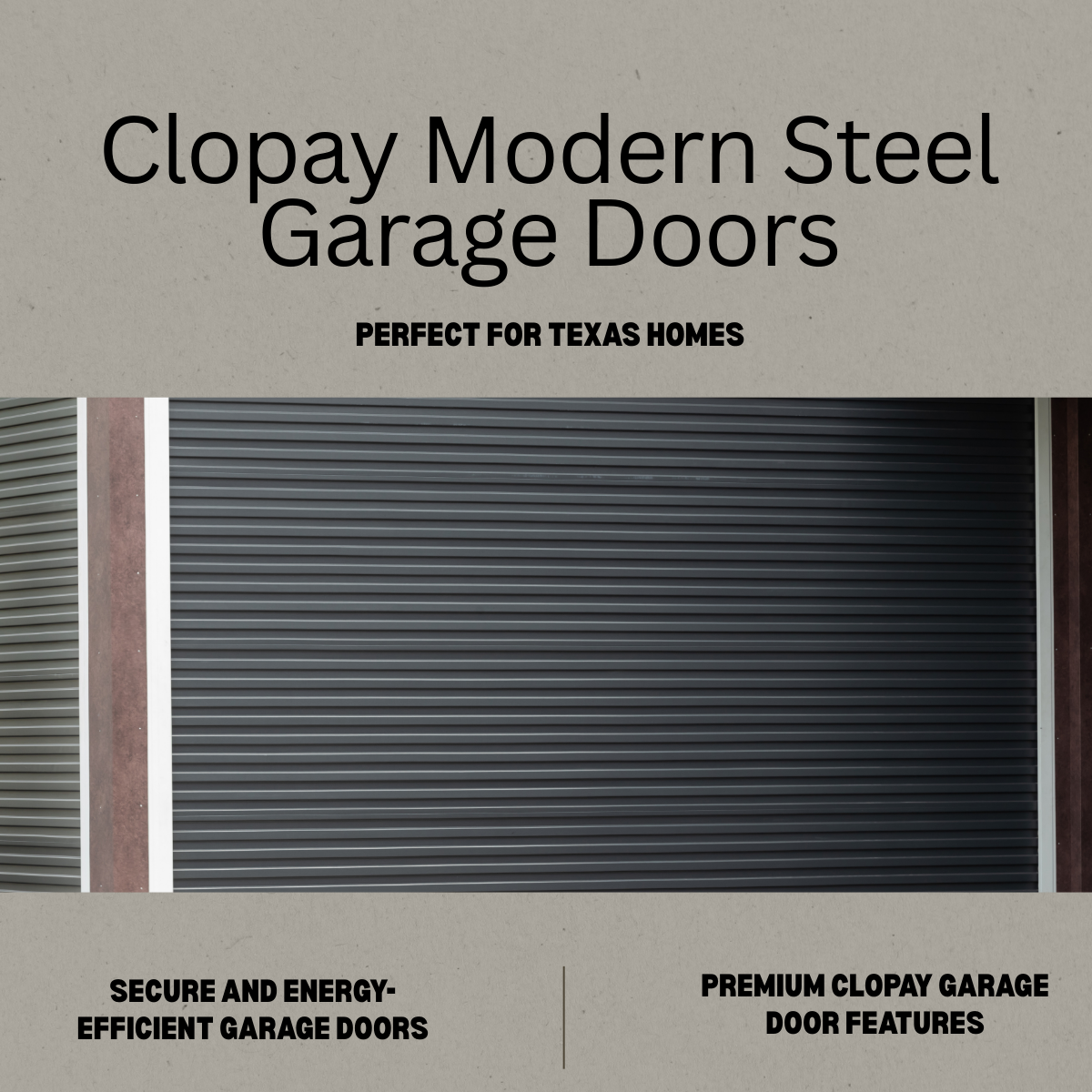 : Clopay modern steel garage door installed on a Cedar Park home, showcasing durability and modern design