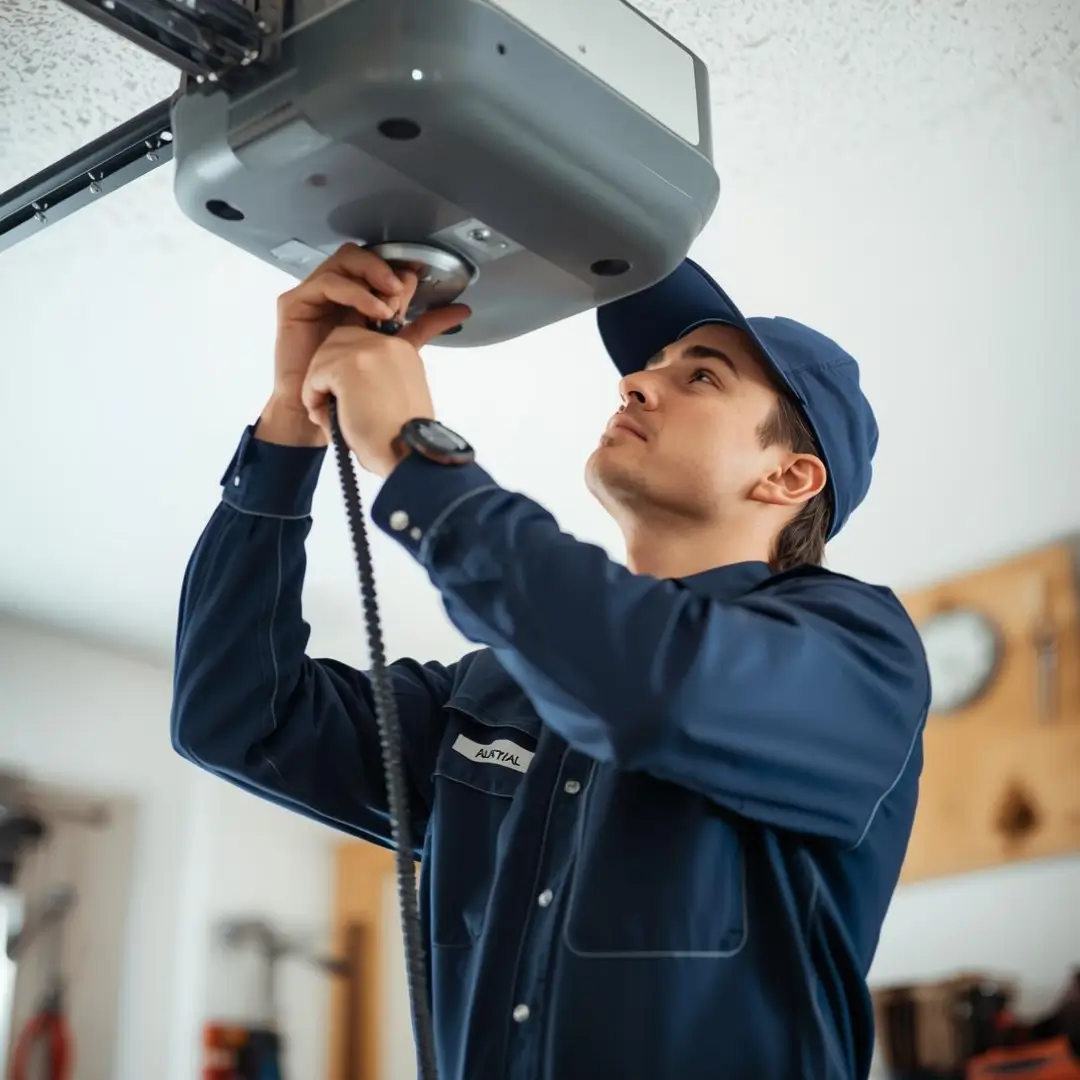 Call a garage door opener repair professional to fix complex issues safely.